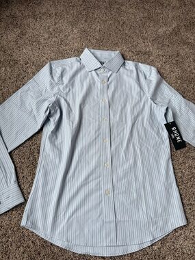 NWT Men’s Rhone Slim Fit State Of Mind Button Down Shirt White & Blue Striped -S